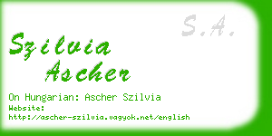 szilvia ascher business card